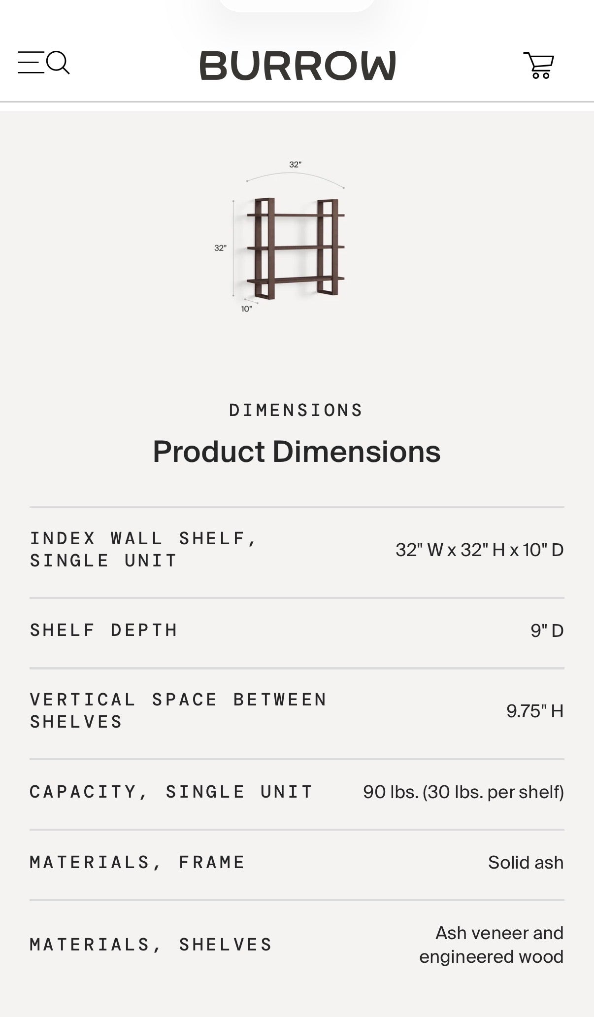Burrow Index Shelf