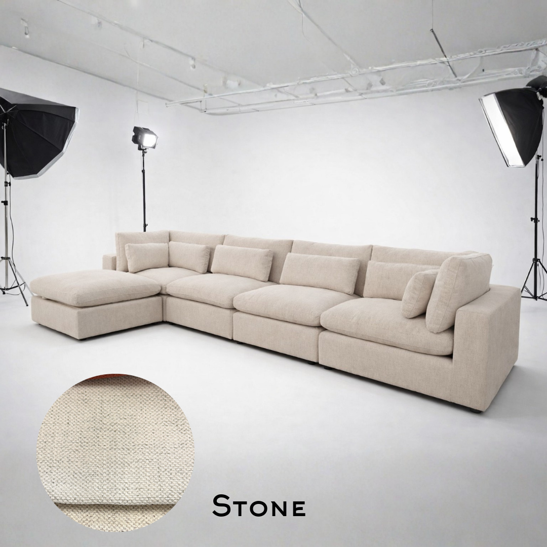 Serenity Cloud - "WestElm-Like" Sectional w/Performance Fabric and Storage Ottoman - Pull Up A Couch