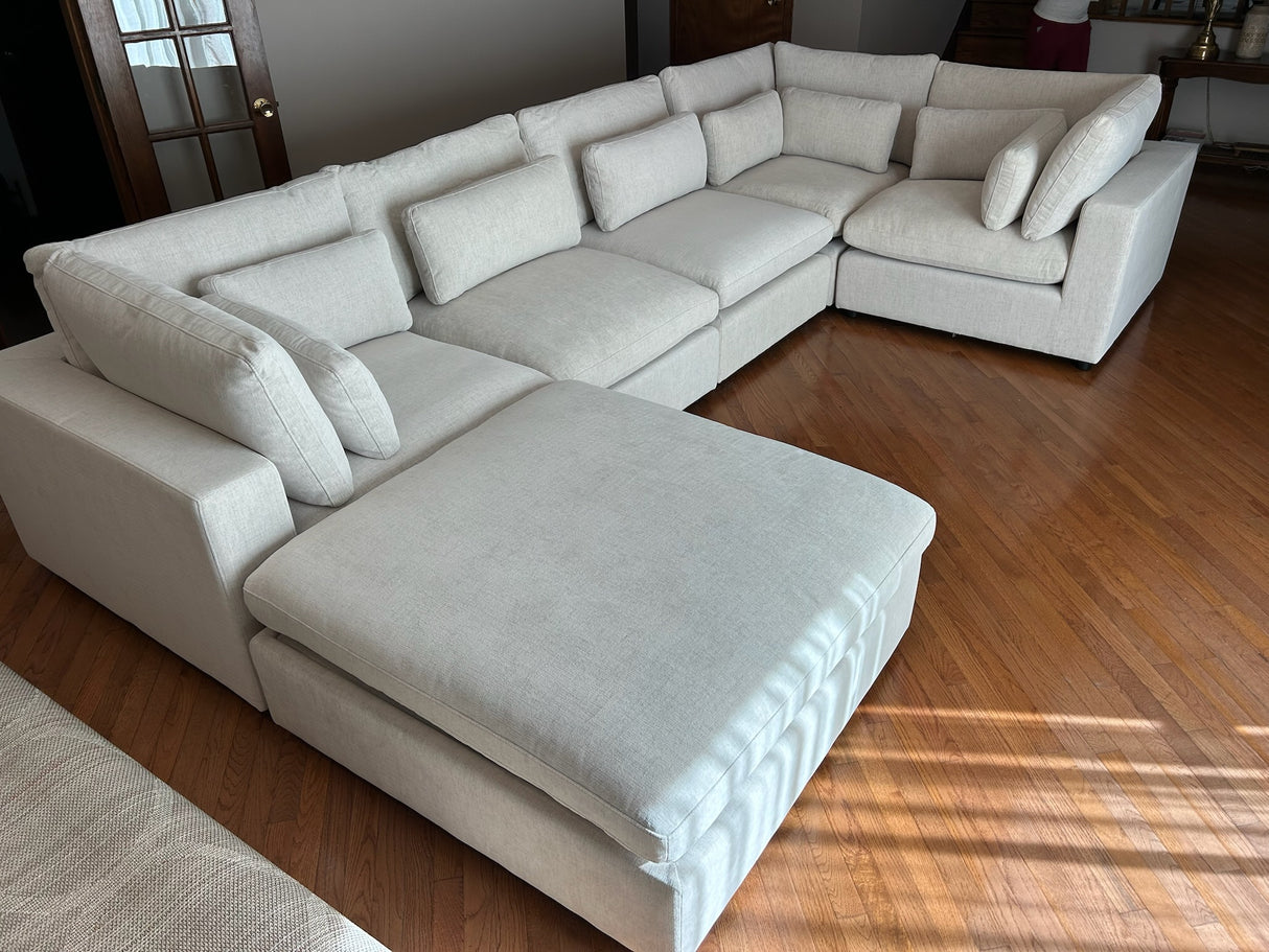 Serenity Cloud - "WestElm-Like" Sectional w/Performance Fabric and Storage Ottoman - Pull Up A Couch
