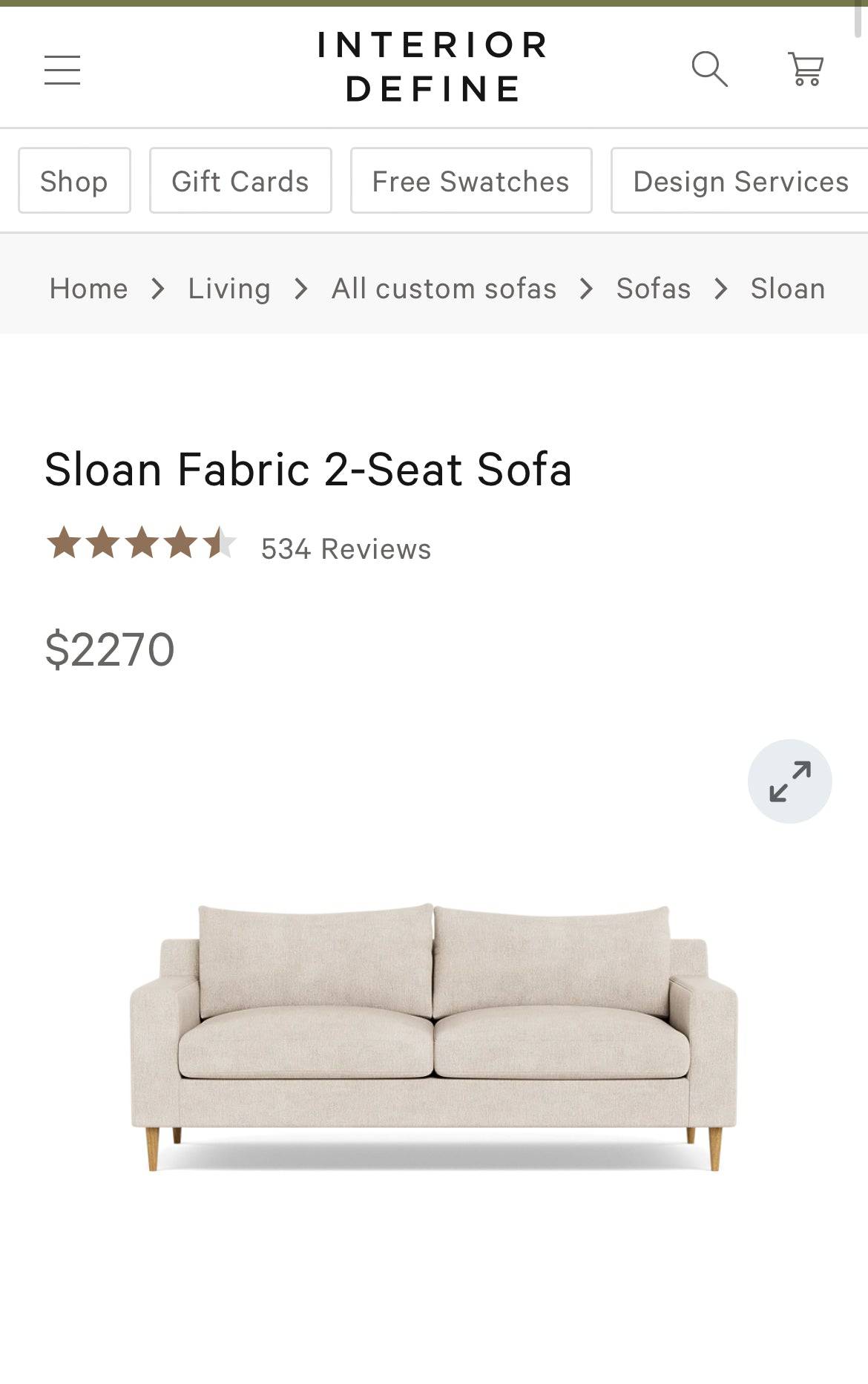 Interior Define Sloan Couch, 2yrs Old - Pull Up A Couch