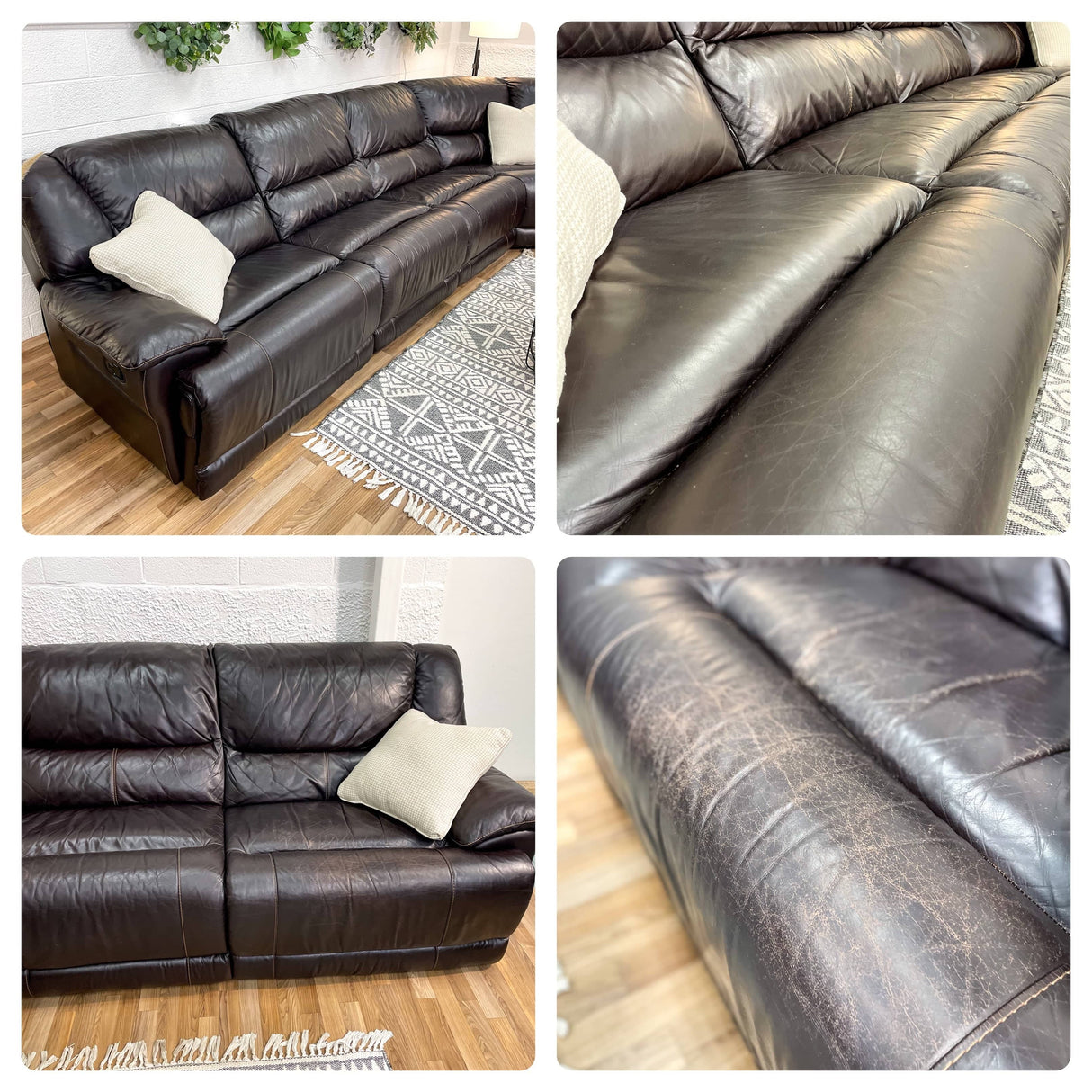 Huge 6pc Leather Modular Sectional - Pull Up A Couch