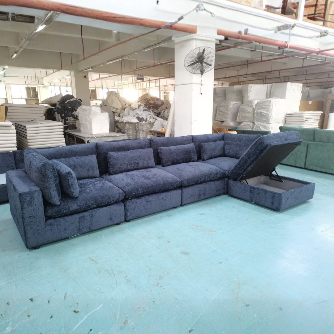 Serenity Cloud - "WestElm-Like" Sectional w/Performance Fabric and Storage Ottoman - Pull Up A Couch