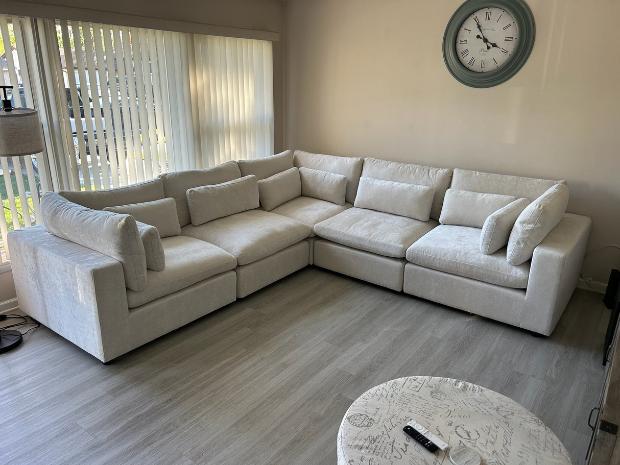 Serenity Cloud - "WestElm-Like" Sectional w/Performance Fabric and Storage Ottoman