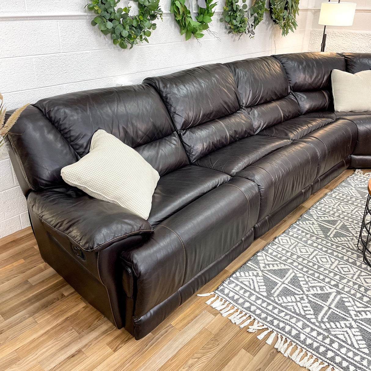 Huge 6pc Leather Modular Sectional - Pull Up A Couch