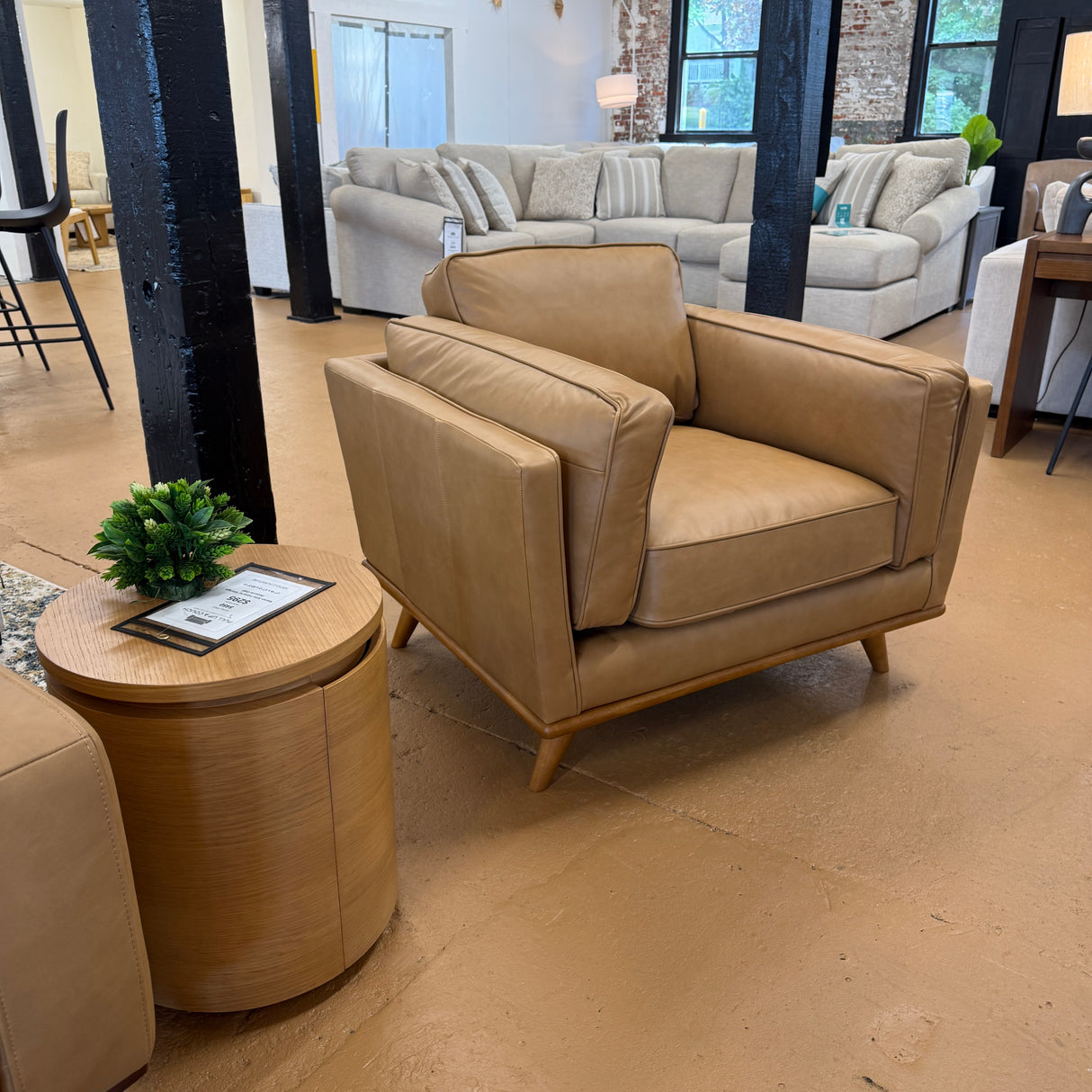 Charm Tan Leather MCM-Style Chair