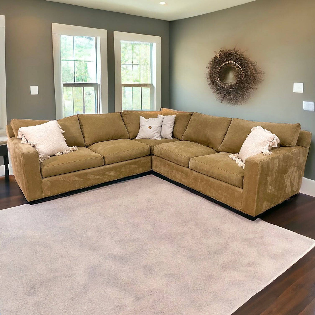 Tan Crate & Barrel Axis3, 3pc Sectional - Pull Up A Couch