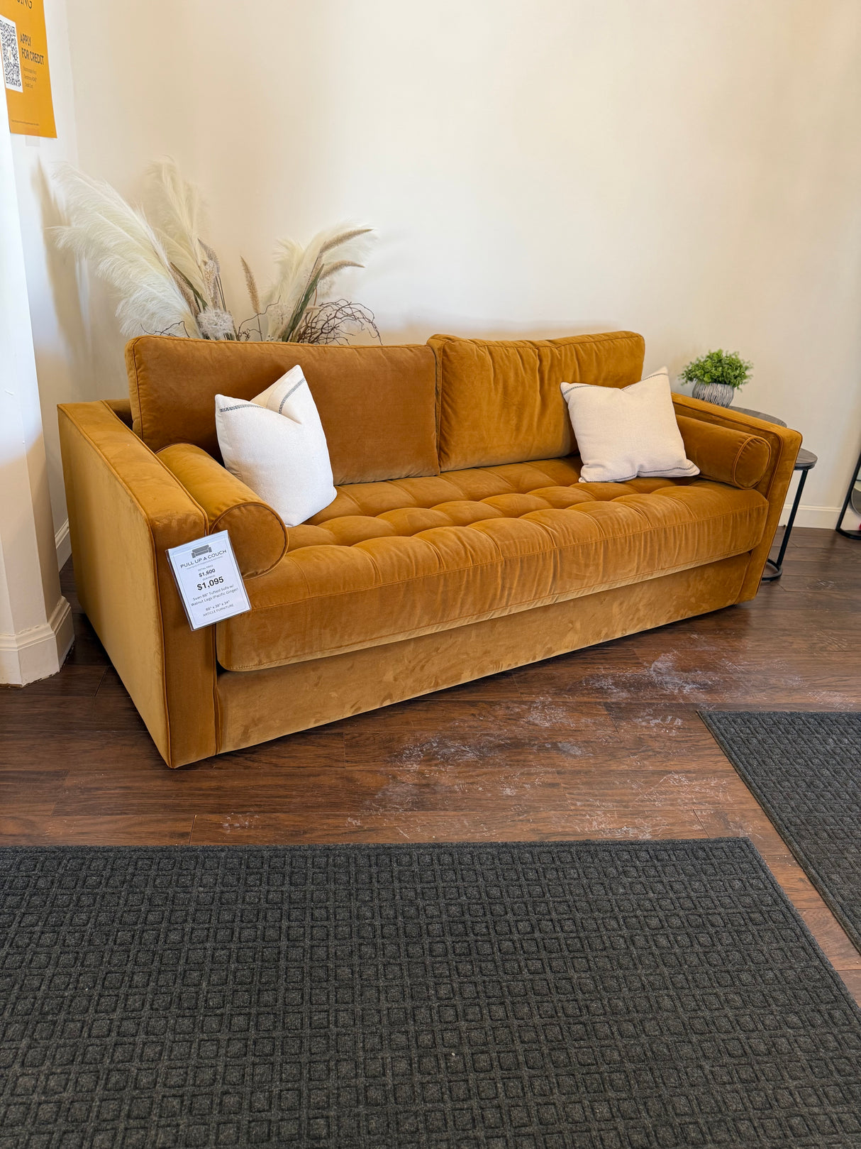 88" Tufted Sofa w/ Walnut Legs (Pacific Ginger)