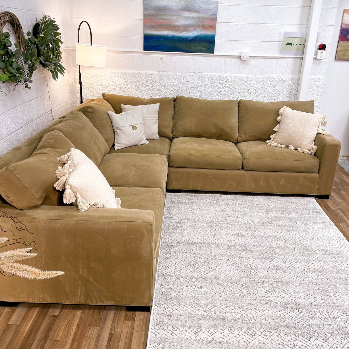 Tan Crate & Barrel Axis3, 3pc Sectional - Pull Up A Couch