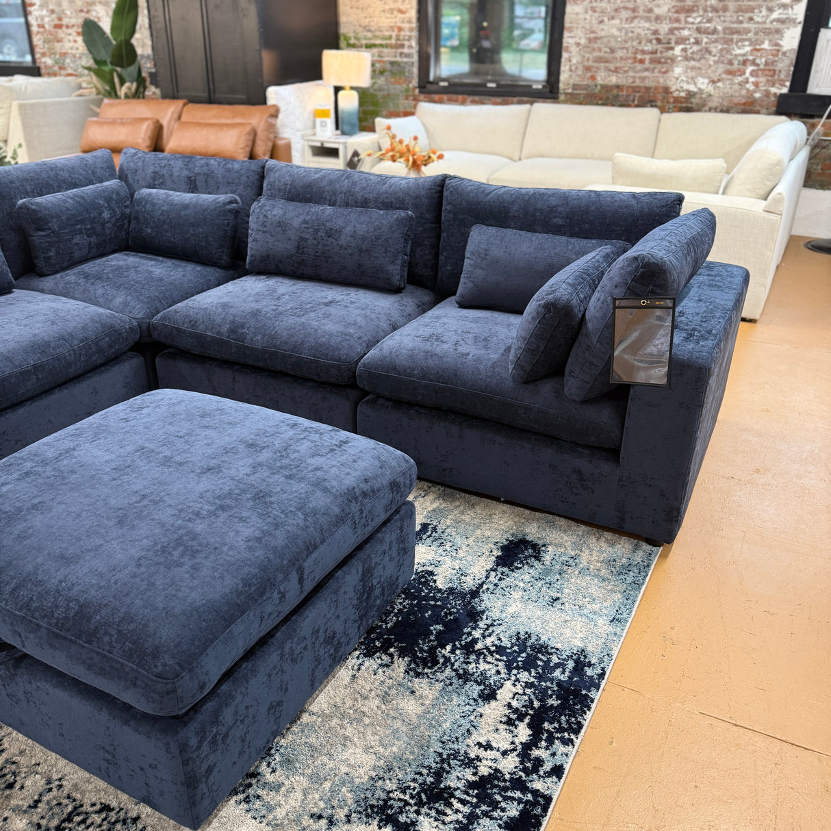 Serenity Cloud 5pc Corner Sectional + Storage Ottoman (Blue) (Clearance)