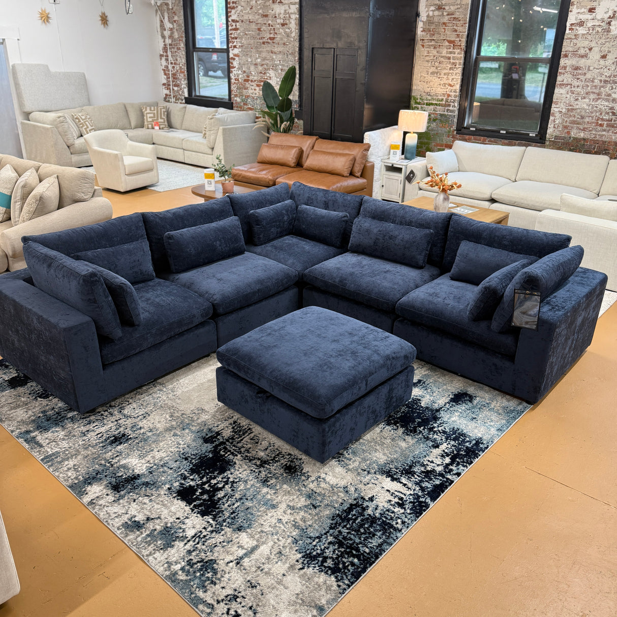 Serenity Cloud 5pc Corner Sectional + Storage Ottoman (Blue) (Clearance)