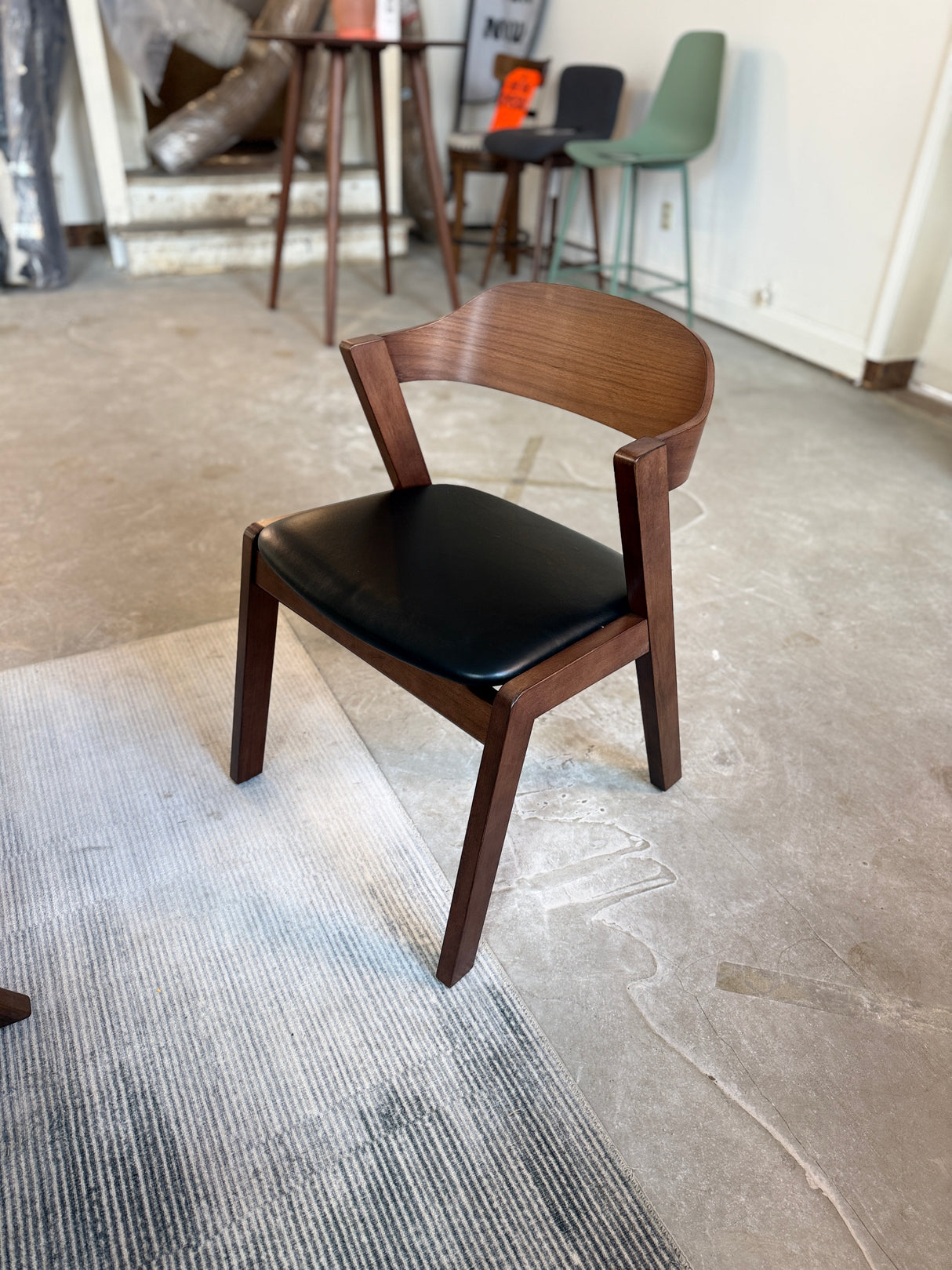 Genuine Leather Dining Chair (Walnut/Oxford Black) - Pull Up A Couch