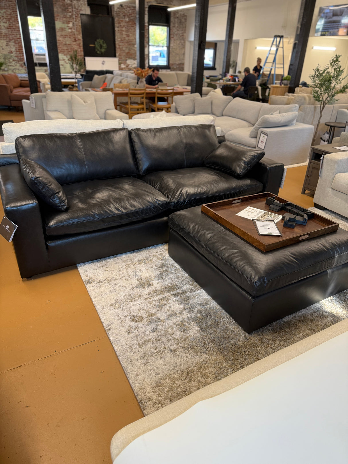 Leather Cloud Oversized Accent Ottoman