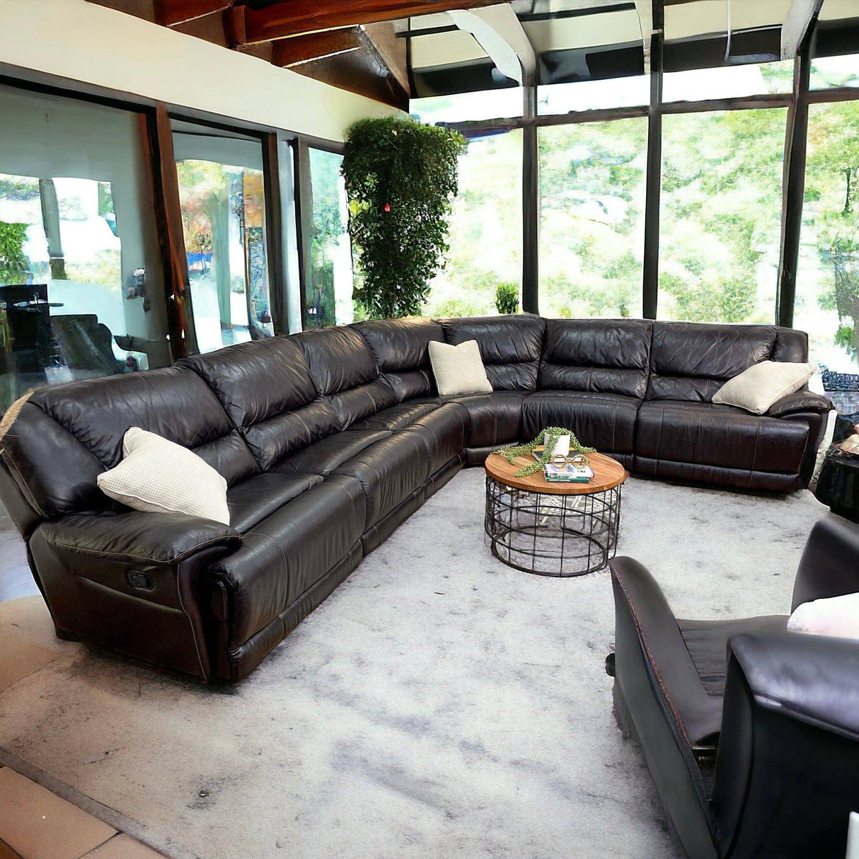 Huge 6pc Leather Modular Sectional - Pull Up A Couch