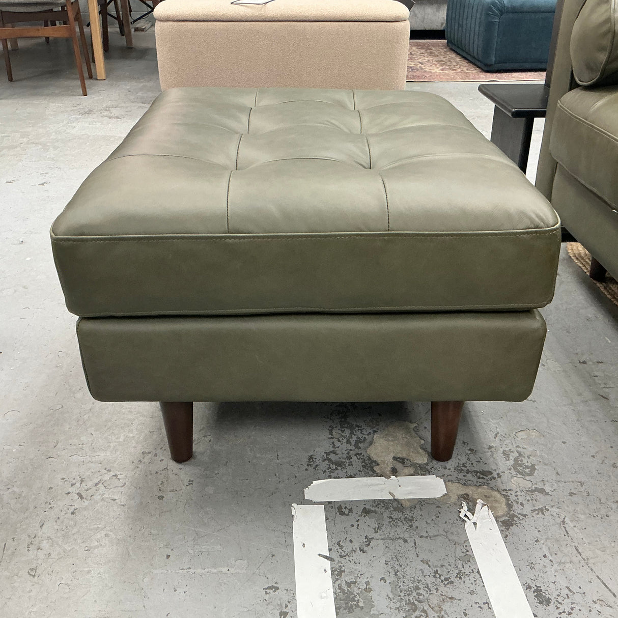 ARTICLE - Sven Leather Ottoman (Charme Green)