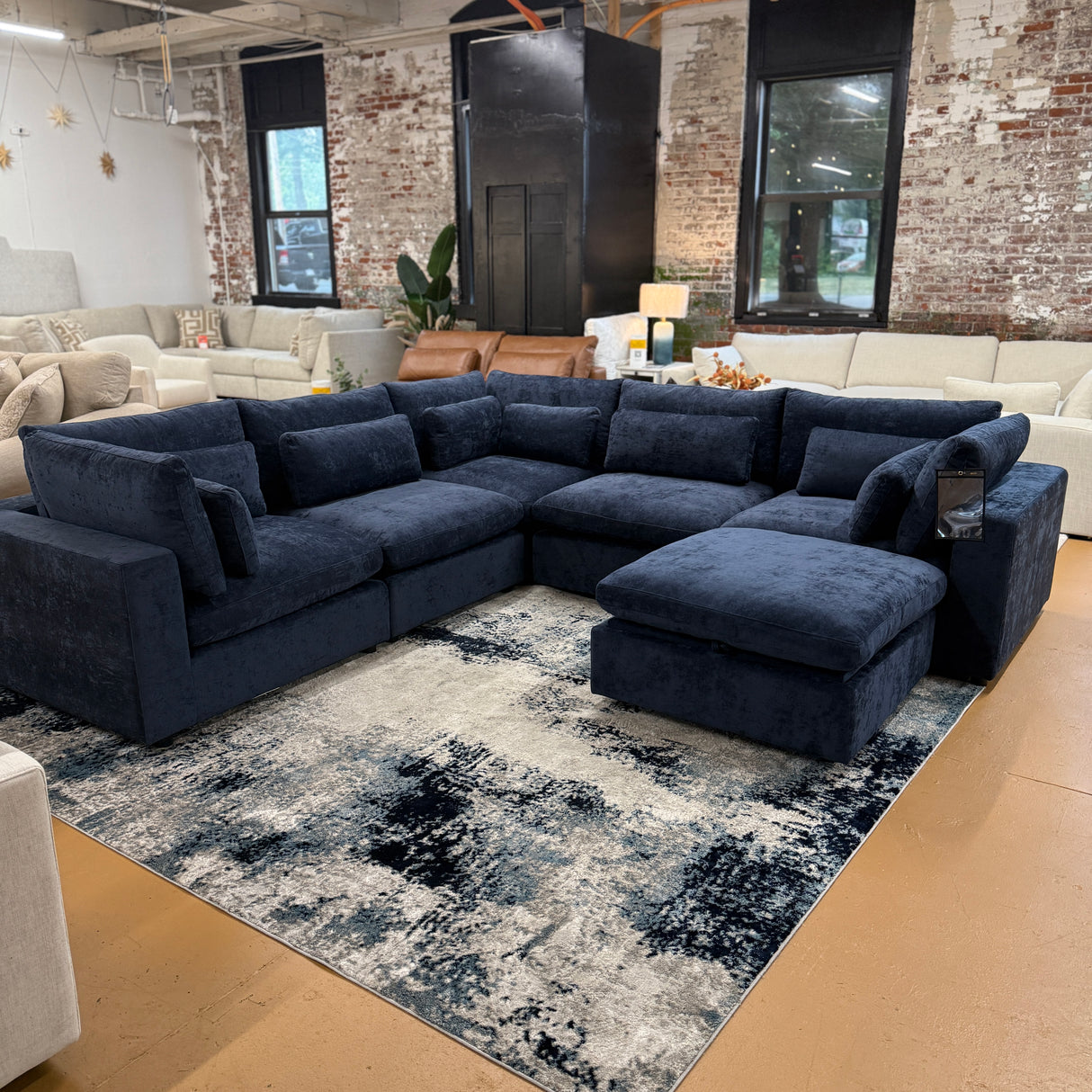 Serenity Cloud 5pc Corner Sectional + Storage Ottoman (Blue) (Clearance)