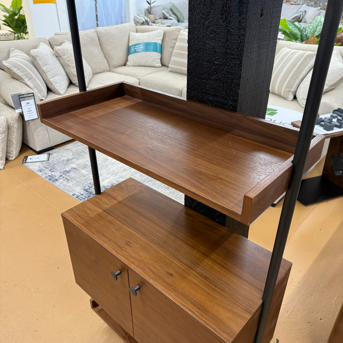 Walnut 31.25-inch MCM shelving unit bookcase by Article with open shelves and modern design.