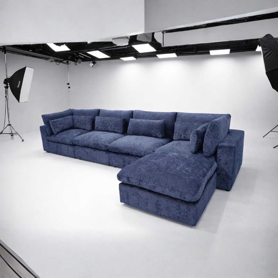 Serenity Cloud - "WestElm-Like" Sectional w/Performance Fabric and Storage Ottoman