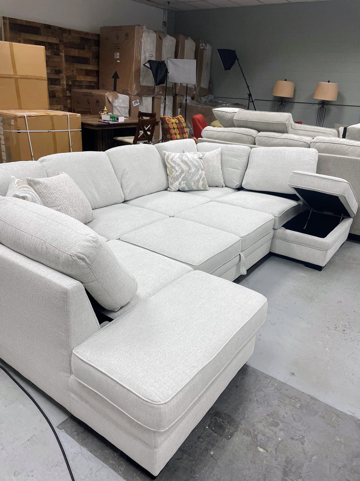 Warehouse M 3pc sectional w/ Double Chaise and Trundle Bed