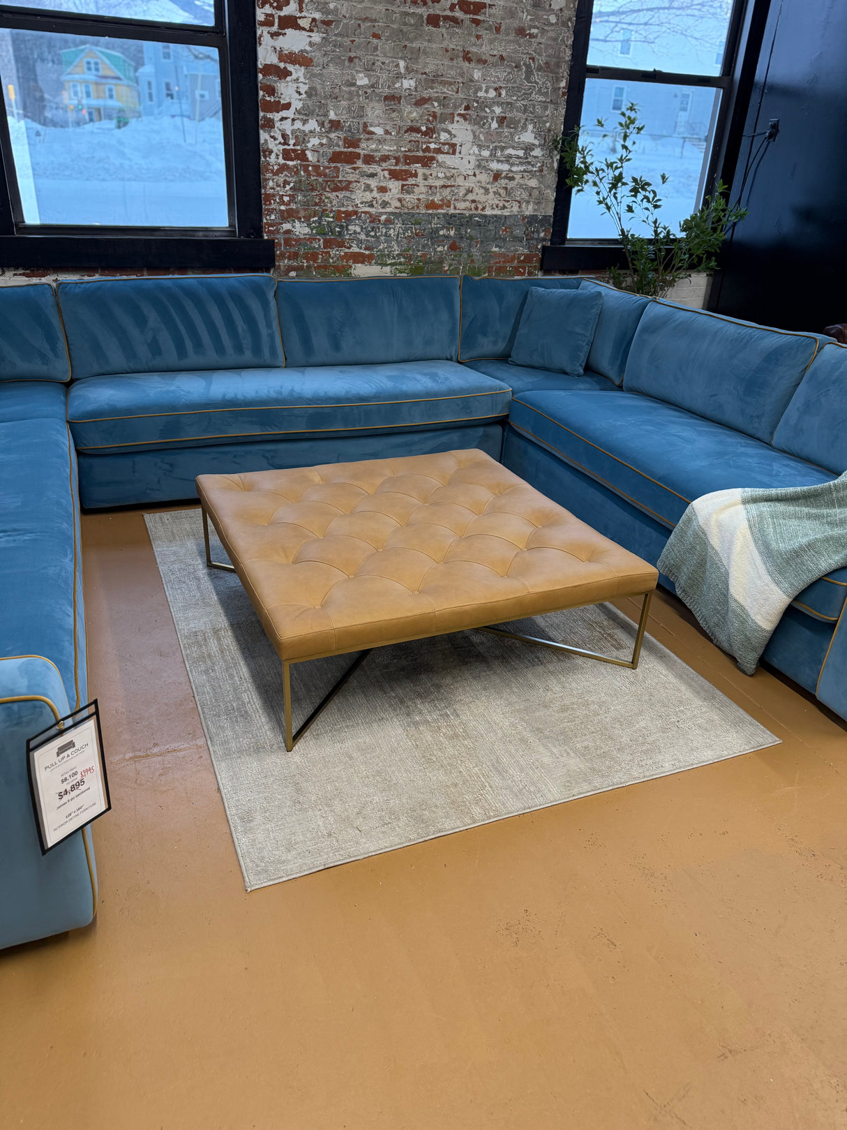 47" Leather Square Ottoman (Charme Tan) - Pull Up A Couch