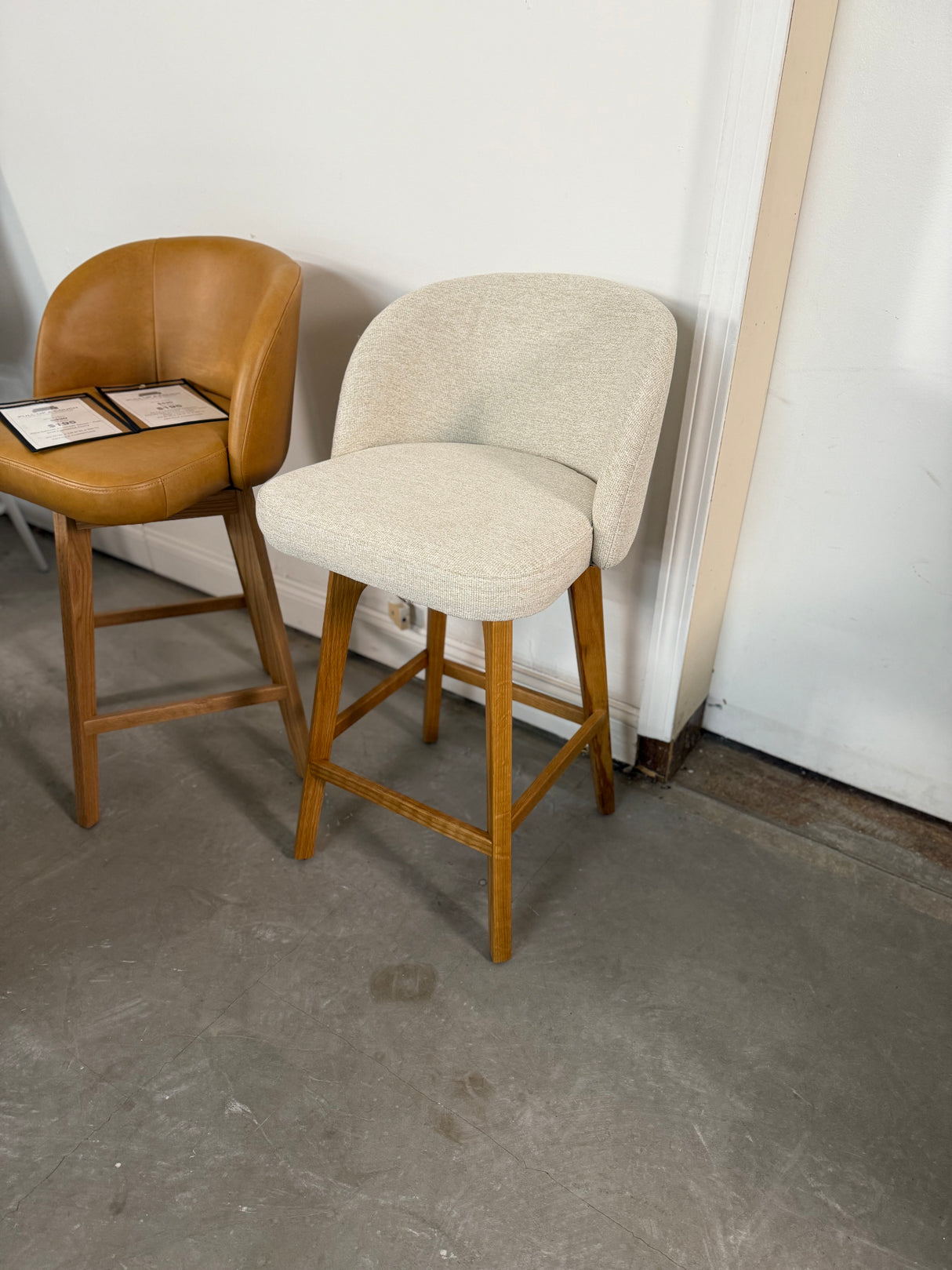 ARTICLE - Alta Swivel Counter Stool - Oak and Camellia Ivory