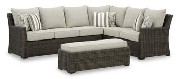 Brook Ranch Outdoor Sofa Sectional/Bench with Cushion (Set of 3) - Pull Up A Couch