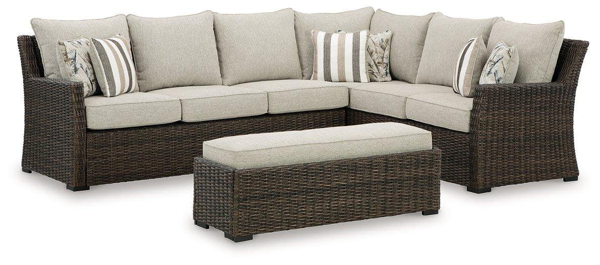 Brook Ranch Outdoor Sofa Sectional/Bench with Cushion (Set of 3) - Pull Up A Couch