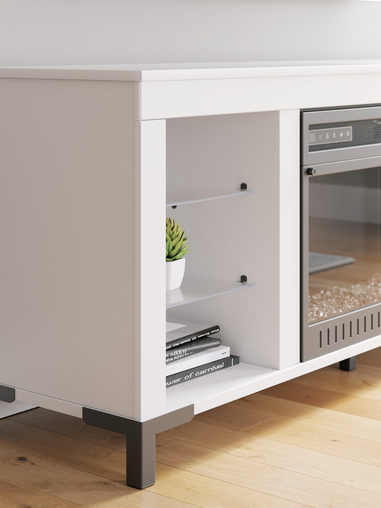 Brollevi 60" TV Stand with Electric Fireplace - Pull Up A Couch