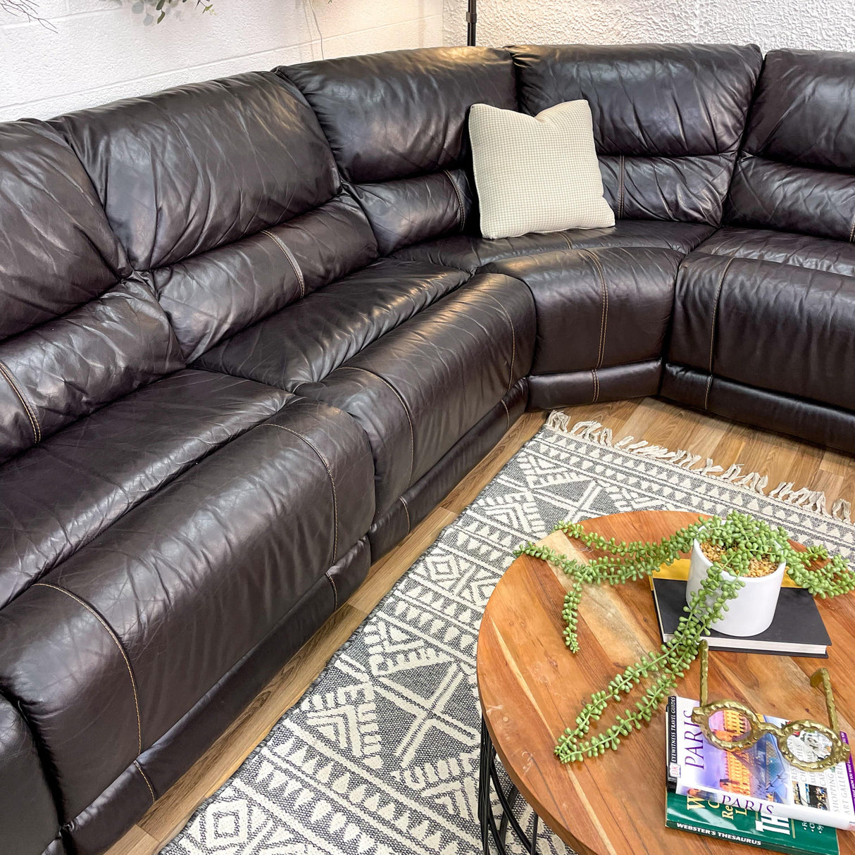 Huge 6pc Leather Modular Sectional - Pull Up A Couch