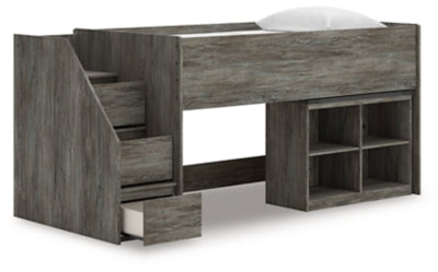 Frandern Loft Bed with Bookcase Storage