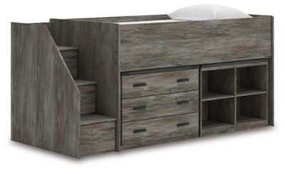 Frandern Loft Bed with Bookcase and Drawer Storage
