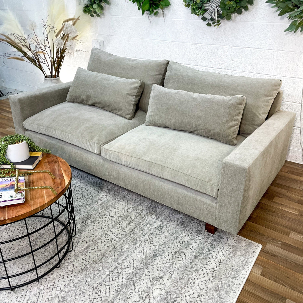 West Elm Harmony 82” Sofa with performance Distressed Velvet fabric - Pull Up A Couch