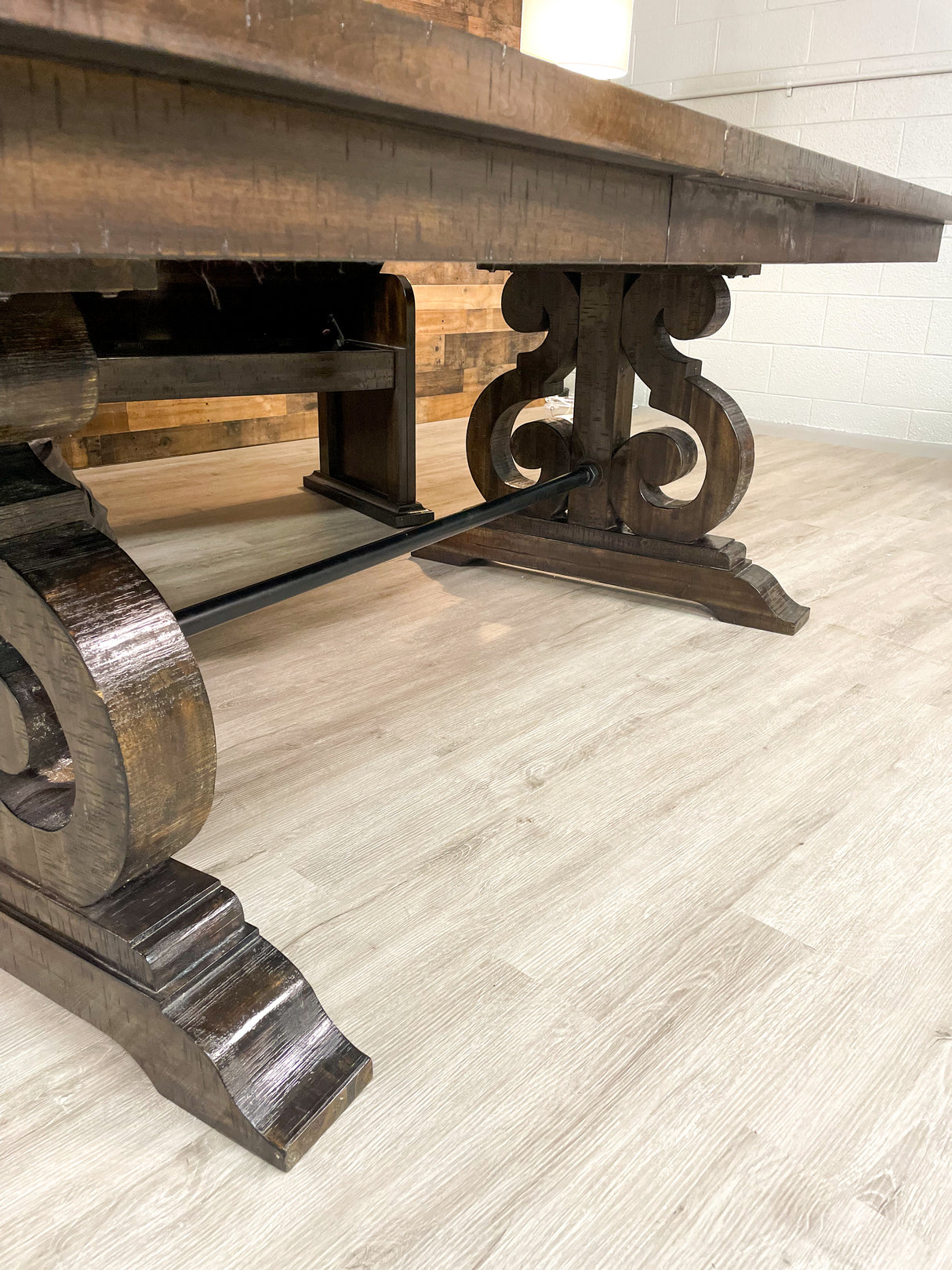 Solid Wood Dining Table w/Expansion Leaf and Bench