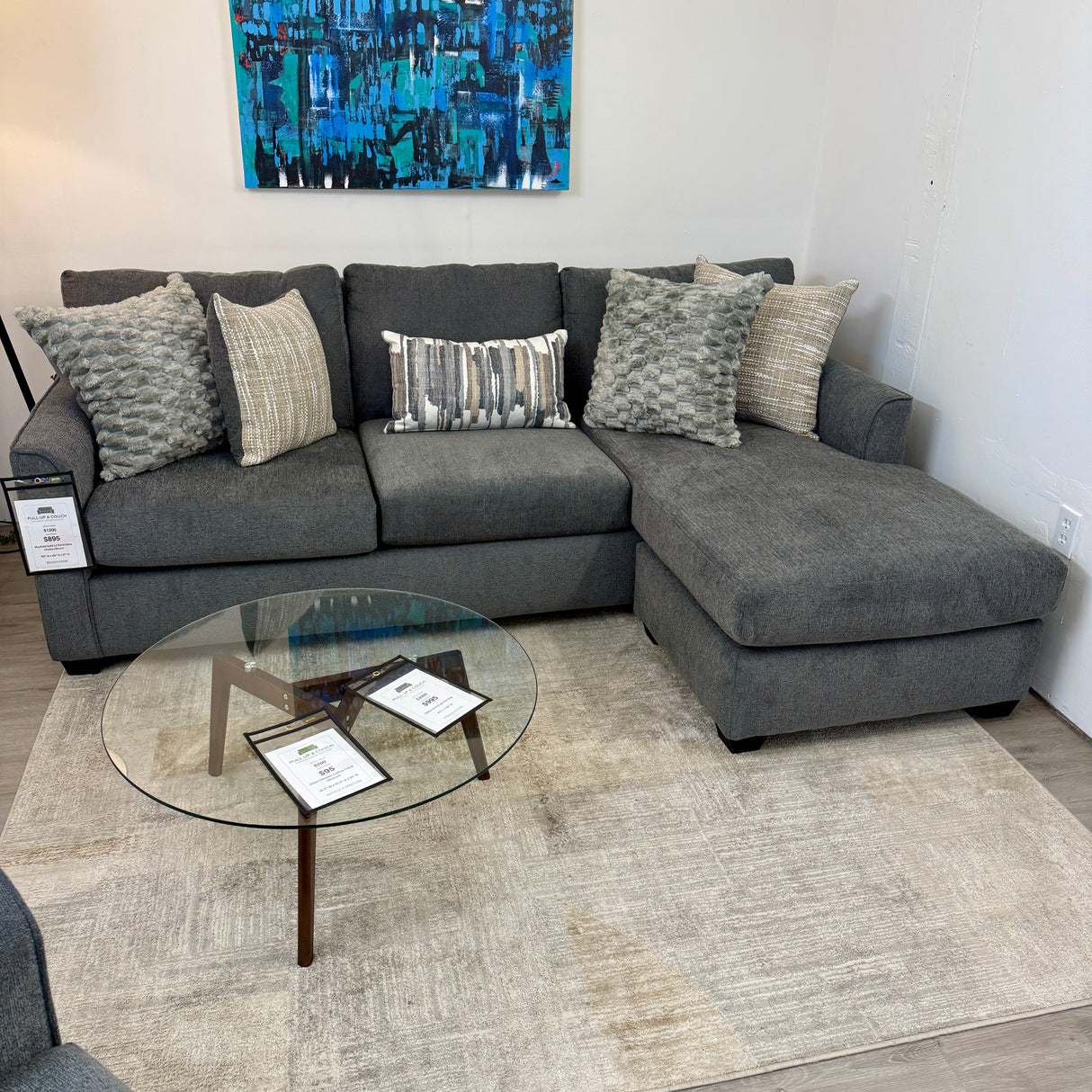Mayfield Sectional w/ Reversible Chaise - Charcoal (CLEARANCE)