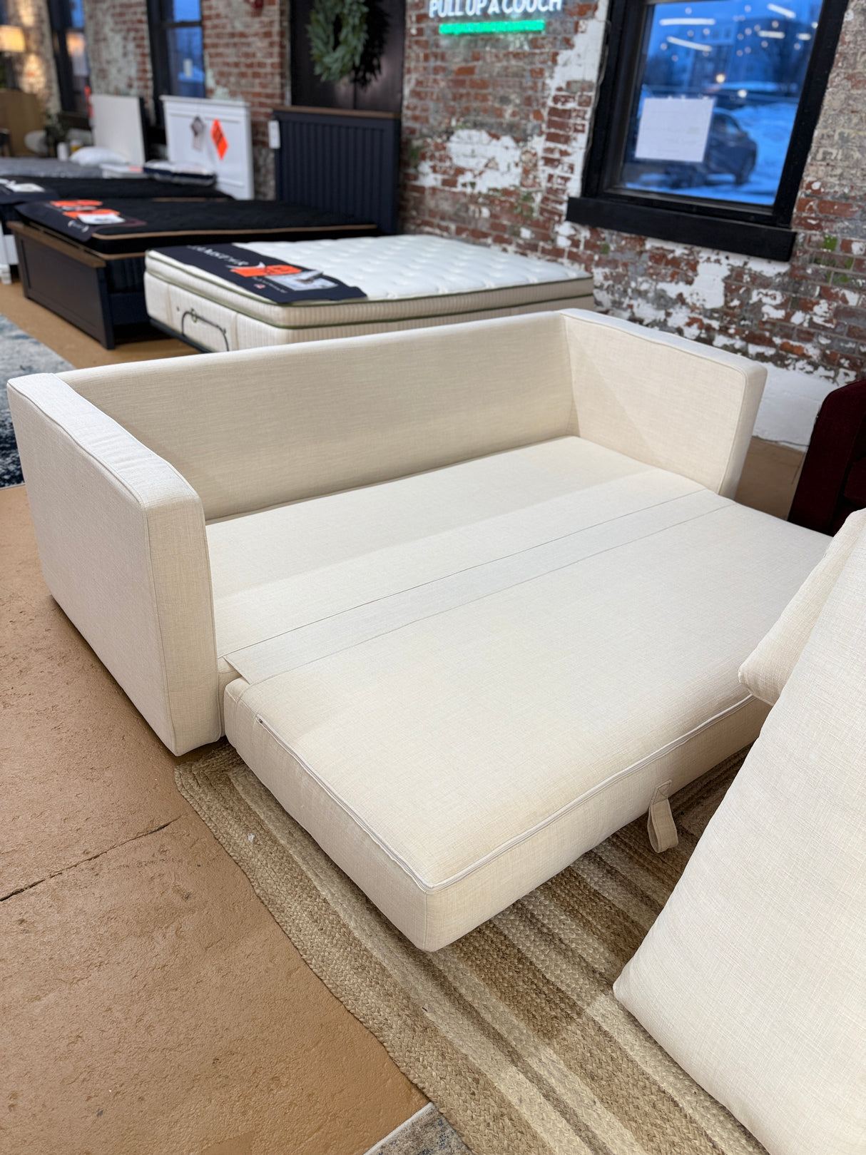 88" Tufted Sofa Sleeper Bed (Biscuit Cream) - Pull Up A Couch