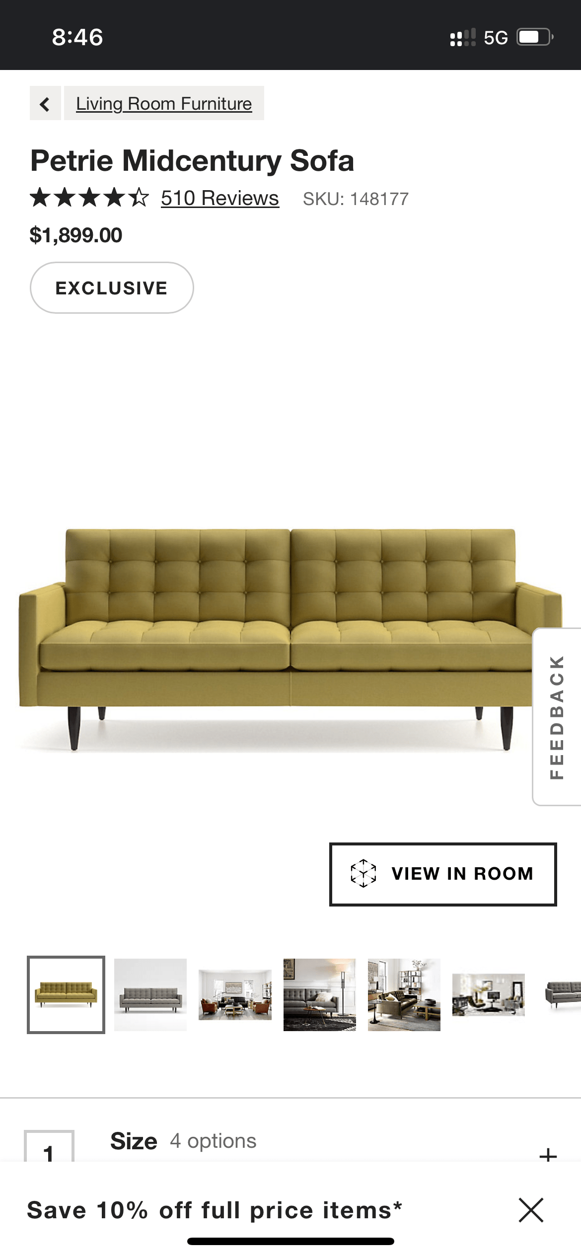 Crate & Barrel Petrie MCM Sofa - Pull Up A Couch