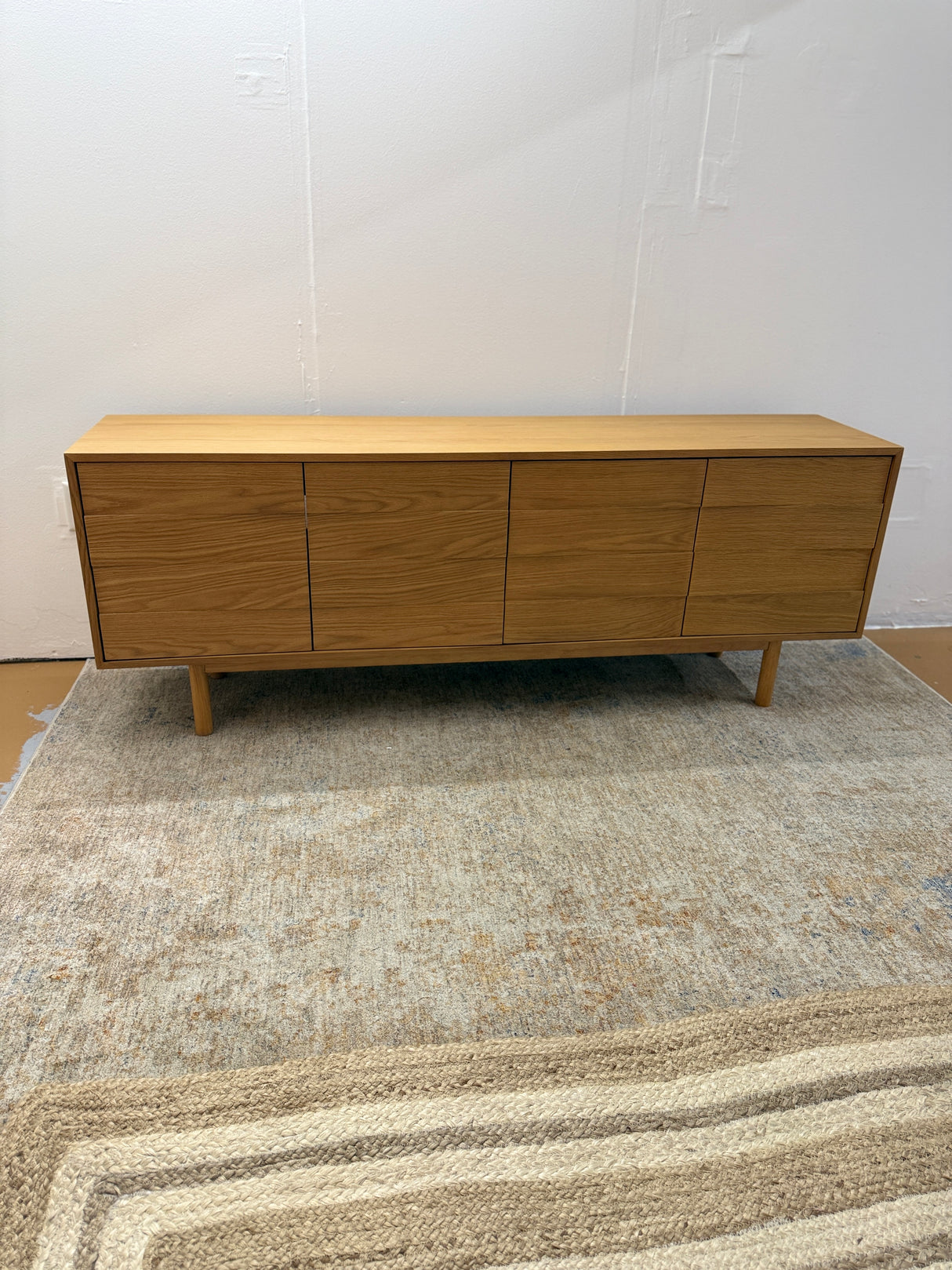 72” Oak Media Unit w/ 4 doors & shelves