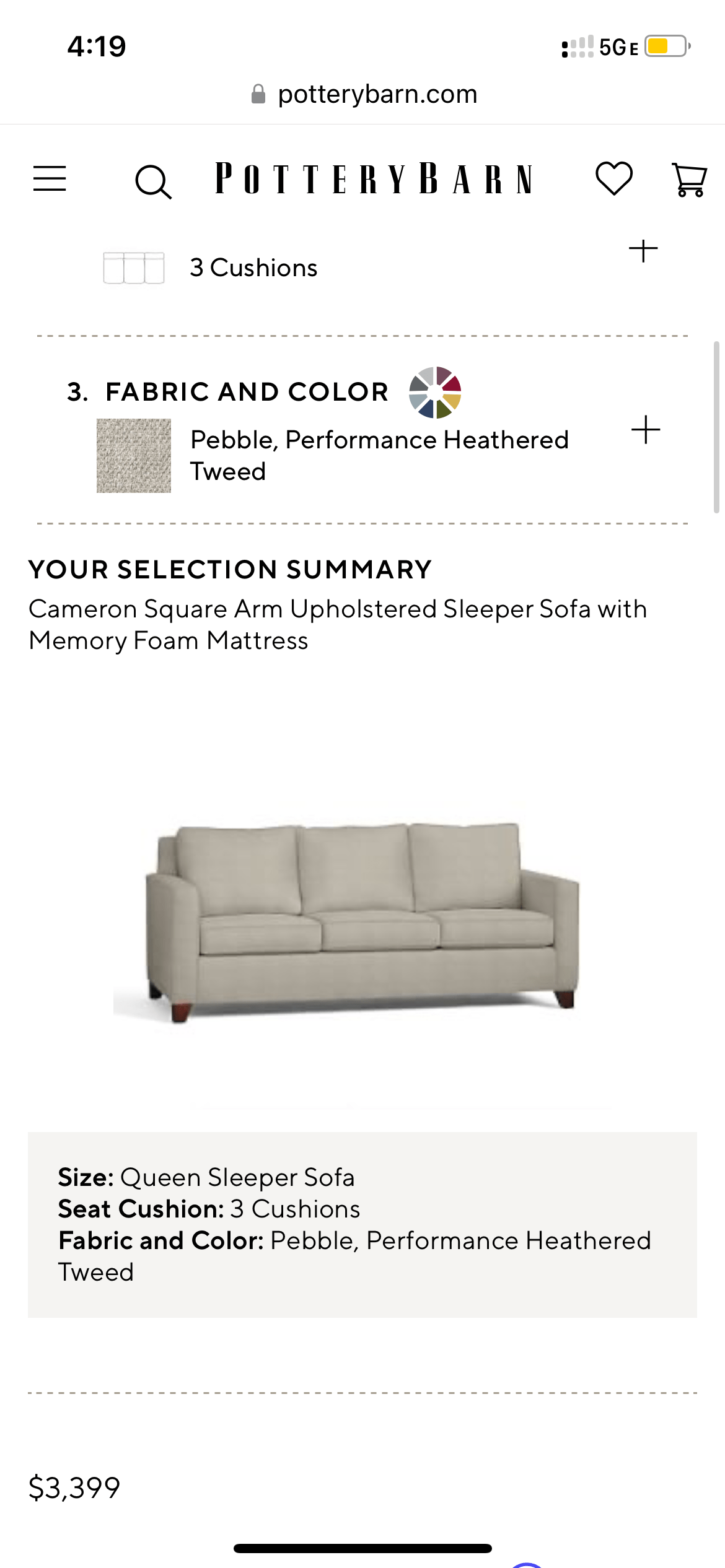 Pottery Barn sofa with Queen Sleeper Bed - Pull Up A Couch