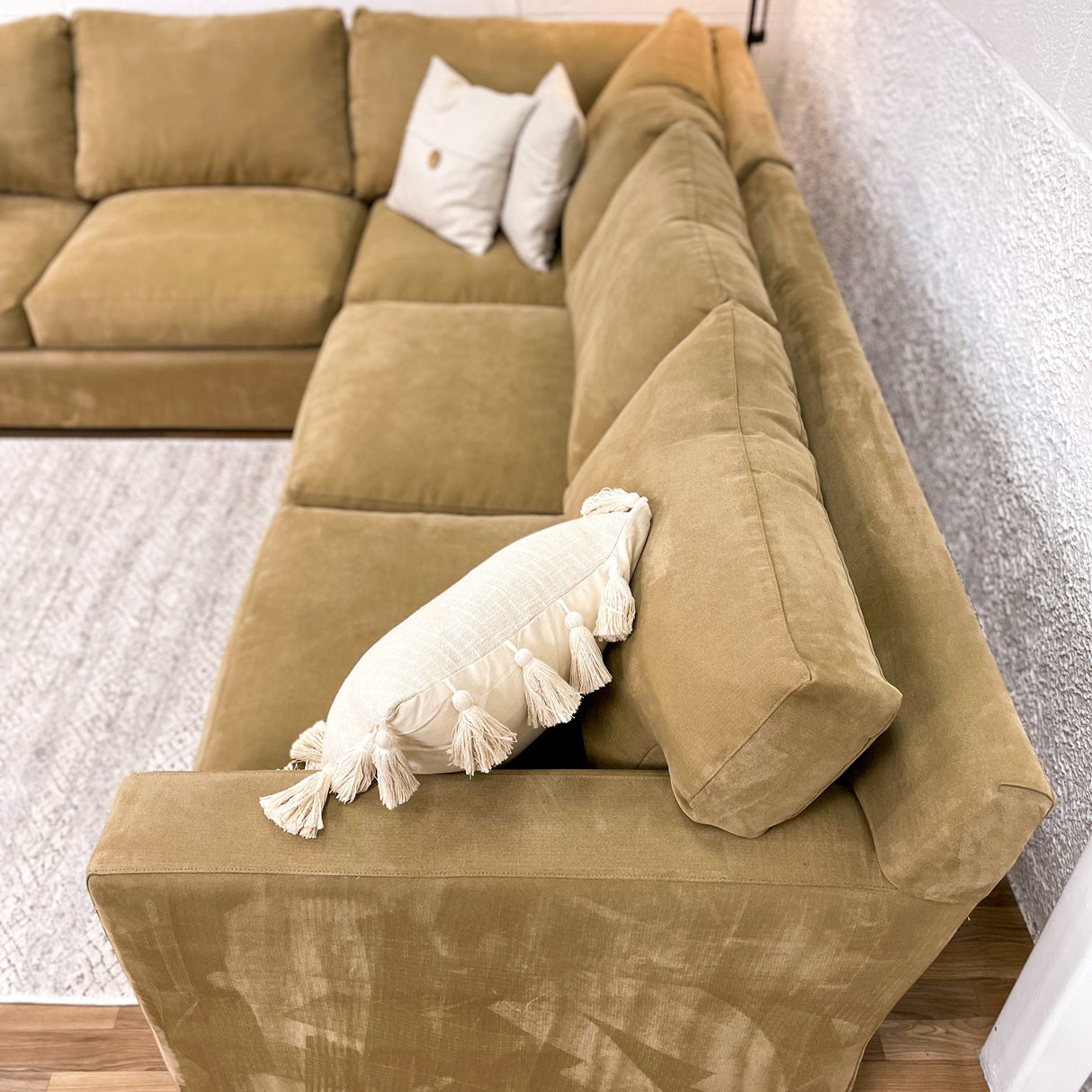 Tan Crate & Barrel Axis3, 3pc Sectional - Pull Up A Couch