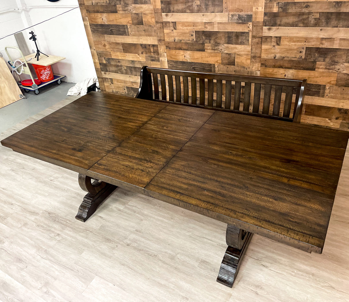 Solid Wood Dining Table w/Expansion Leaf and Bench