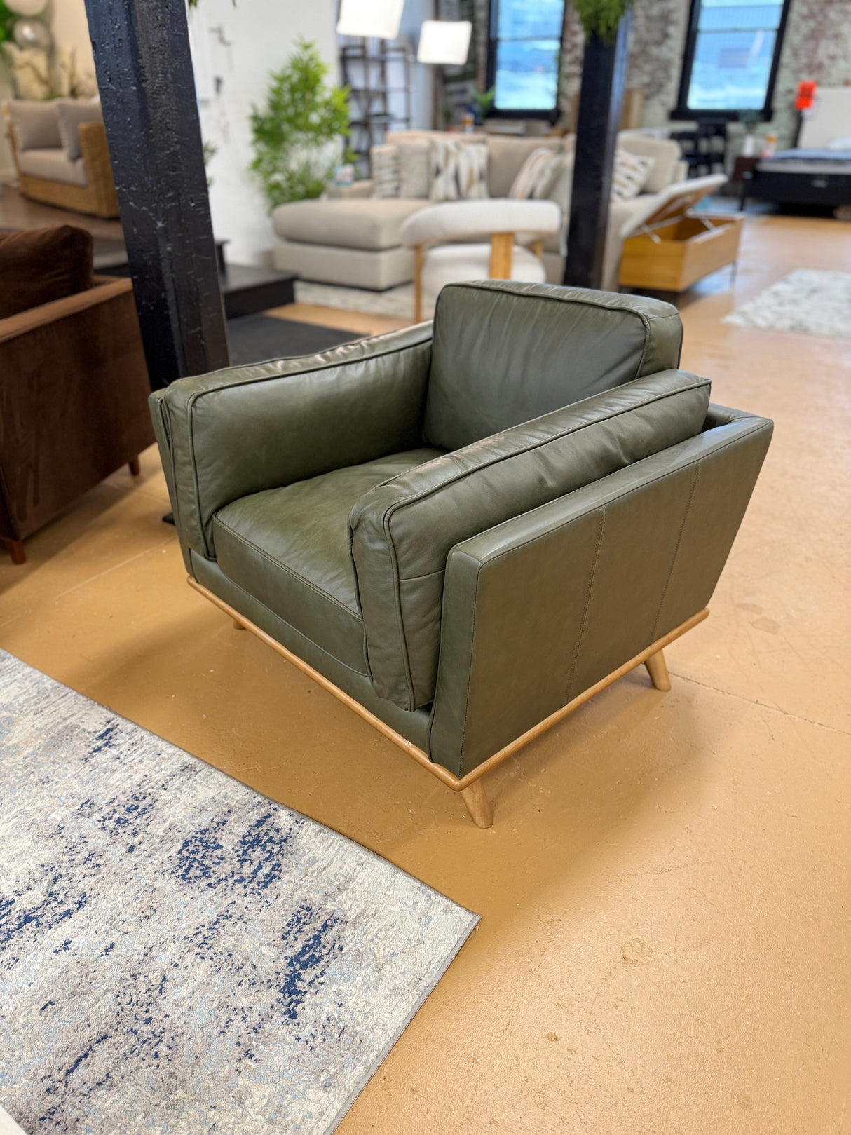 41" Genuine Leather Lounge Chair (Charme Green) - Pull Up A Couch