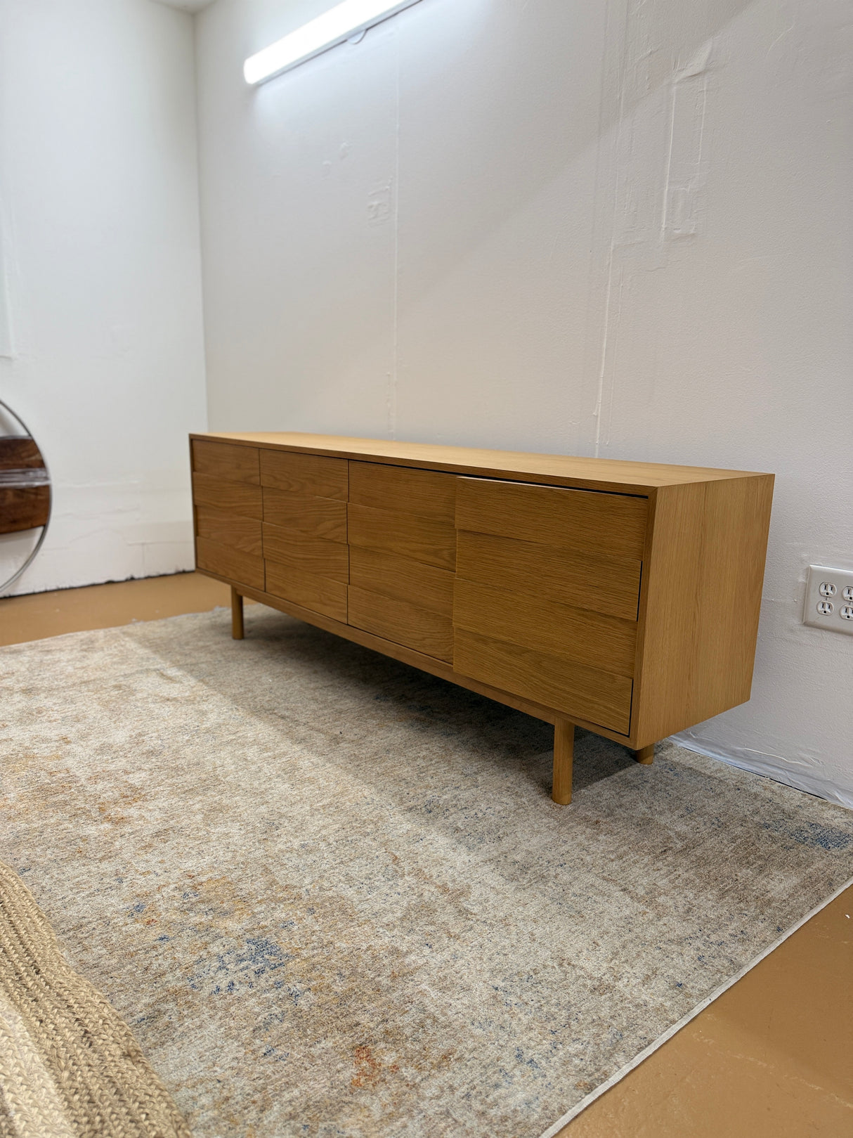 72” Oak Media Unit w/ 4 doors & shelves