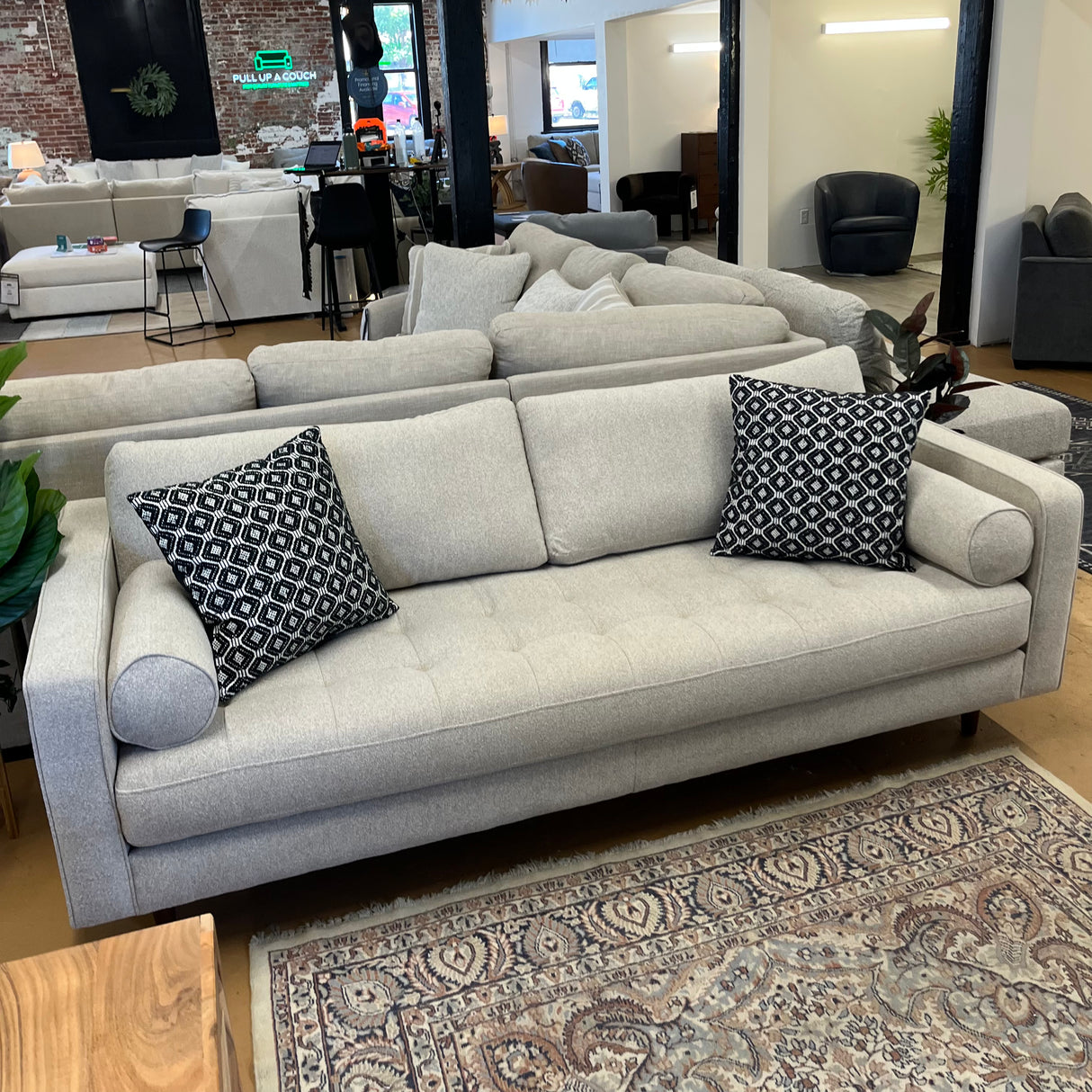 Article Sven sofa with ratine bluff fabric and bench cushion, showcasing a sleek, modern sofa with plush seating and stylish design.