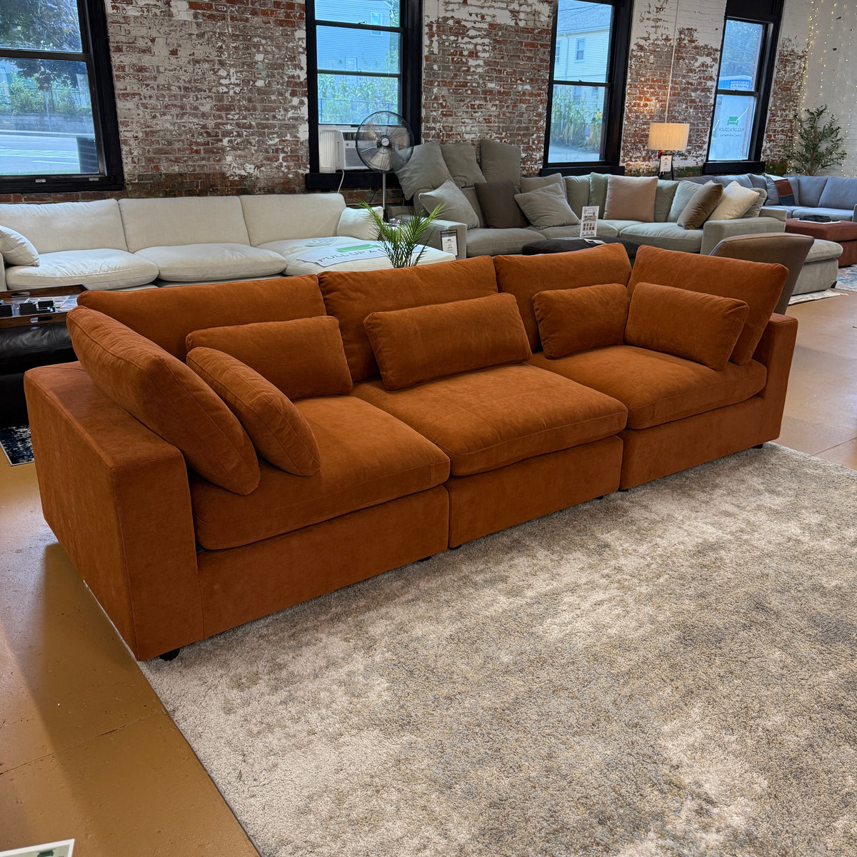 Pull Up A Couch Serenity Cloud sectional sofa with three sections, featuring plush cushions and modern design.