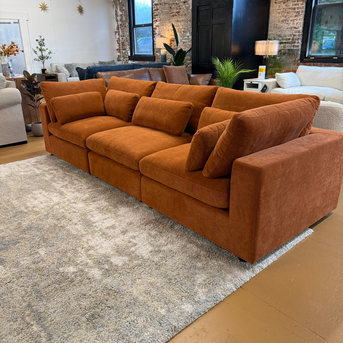 Pull Up A Couch Serenity Cloud sectional sofa, three-piece fabric sectional with plush cushions and modern design.