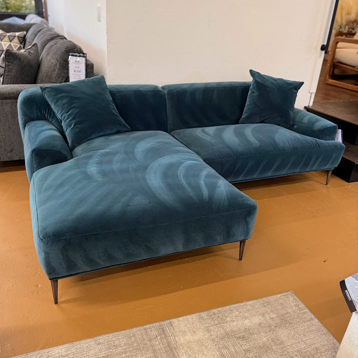 ARTICLE - Abisko 94.5" Velvet Left Sectional - Plush Pacific Blue