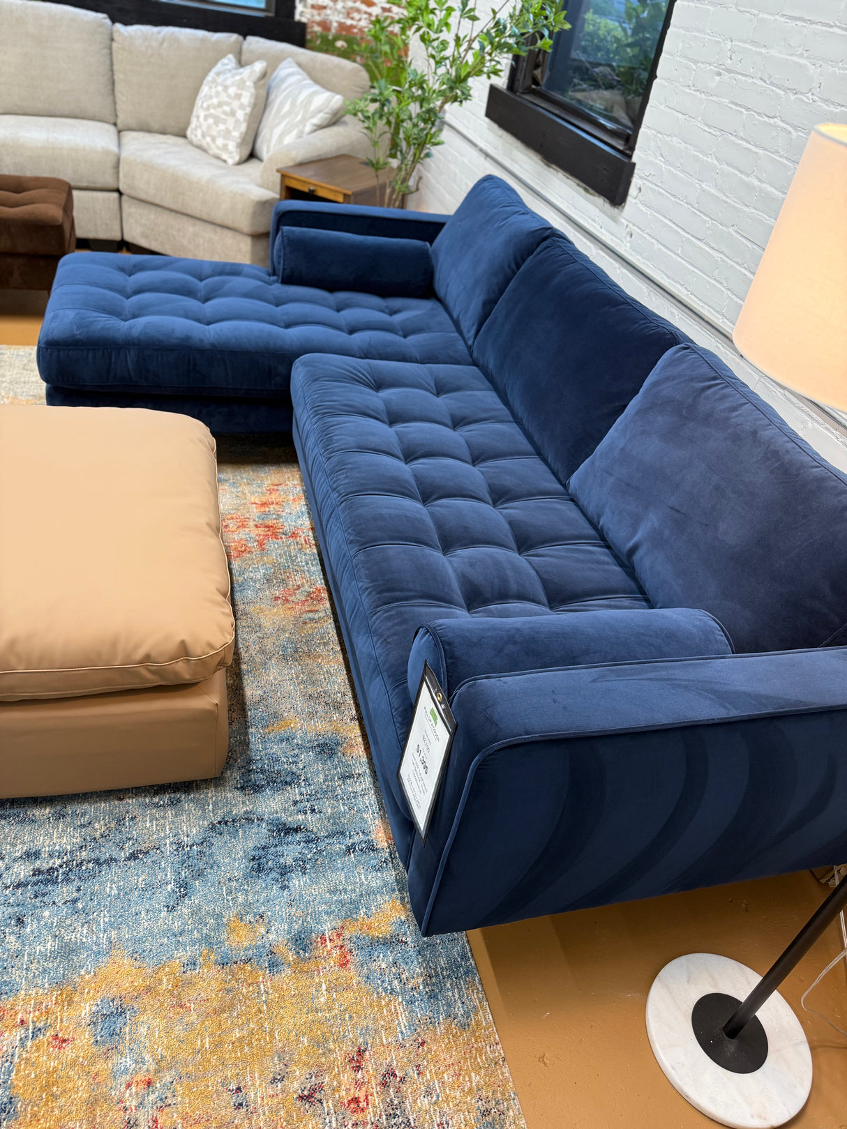ARTICLE - Sven 100" Tufted Velvet Left Sectional - Plush Cascadia Blue