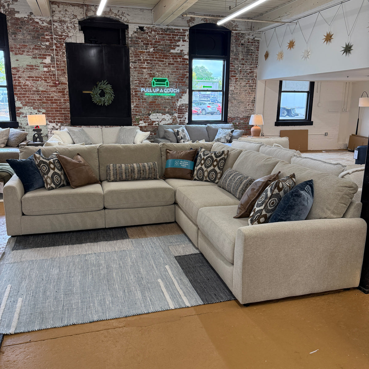 Behold Home Sequoia corner sectional with five pieces, featuring plush cushions and modern design for cozy living room seating.