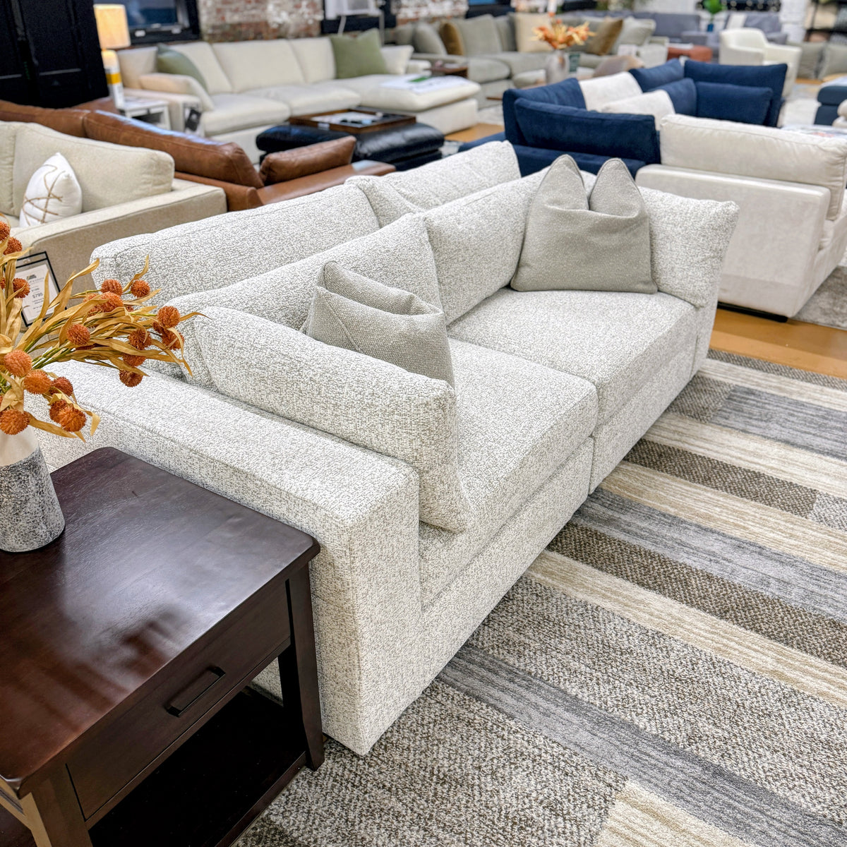 Alpine 2-piece sectional sofa by Ashley Furniture with plush cushions and modern design, shown in a cozy living room setting.