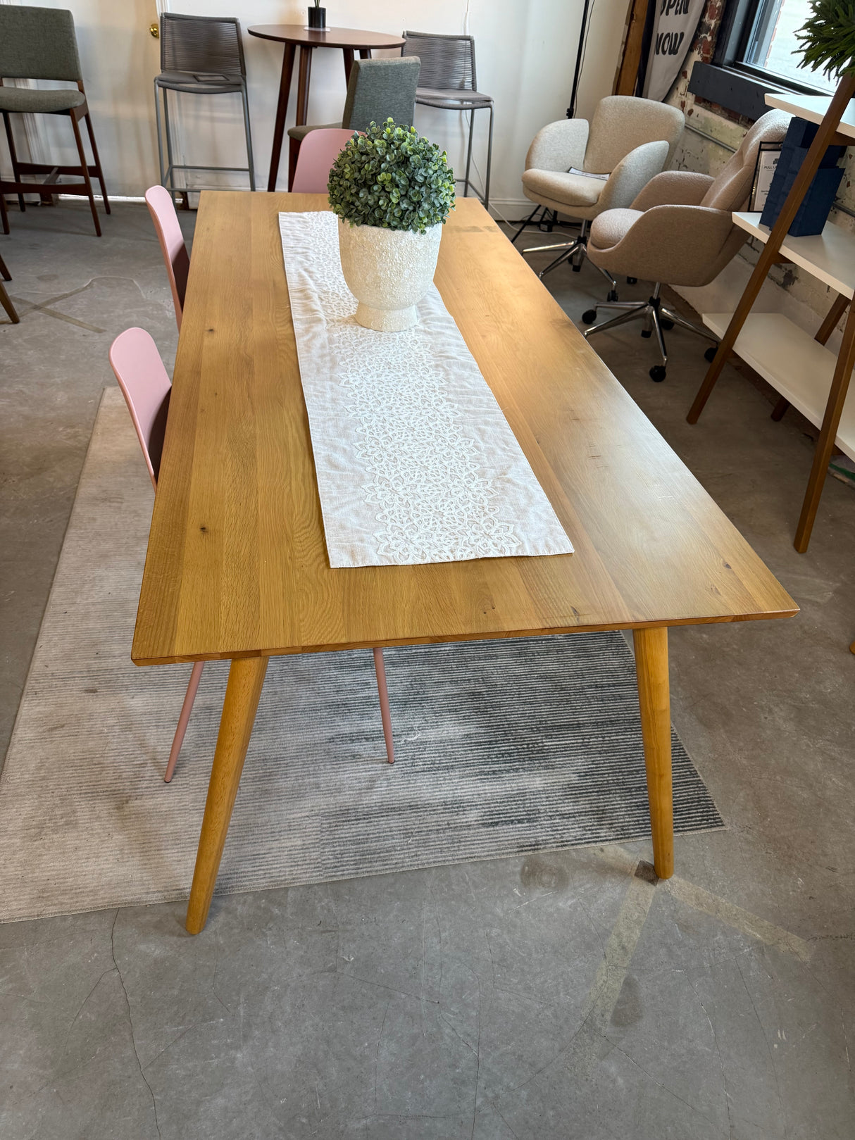 86.5" Dining Table w/Round Legs (Oak) - Pull Up A Couch