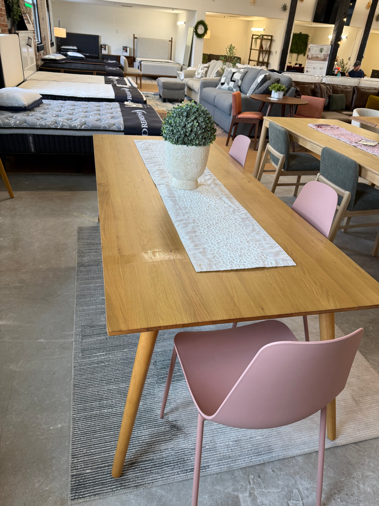 86.5" Dining Table w/Round Legs (Oak) - Pull Up A Couch